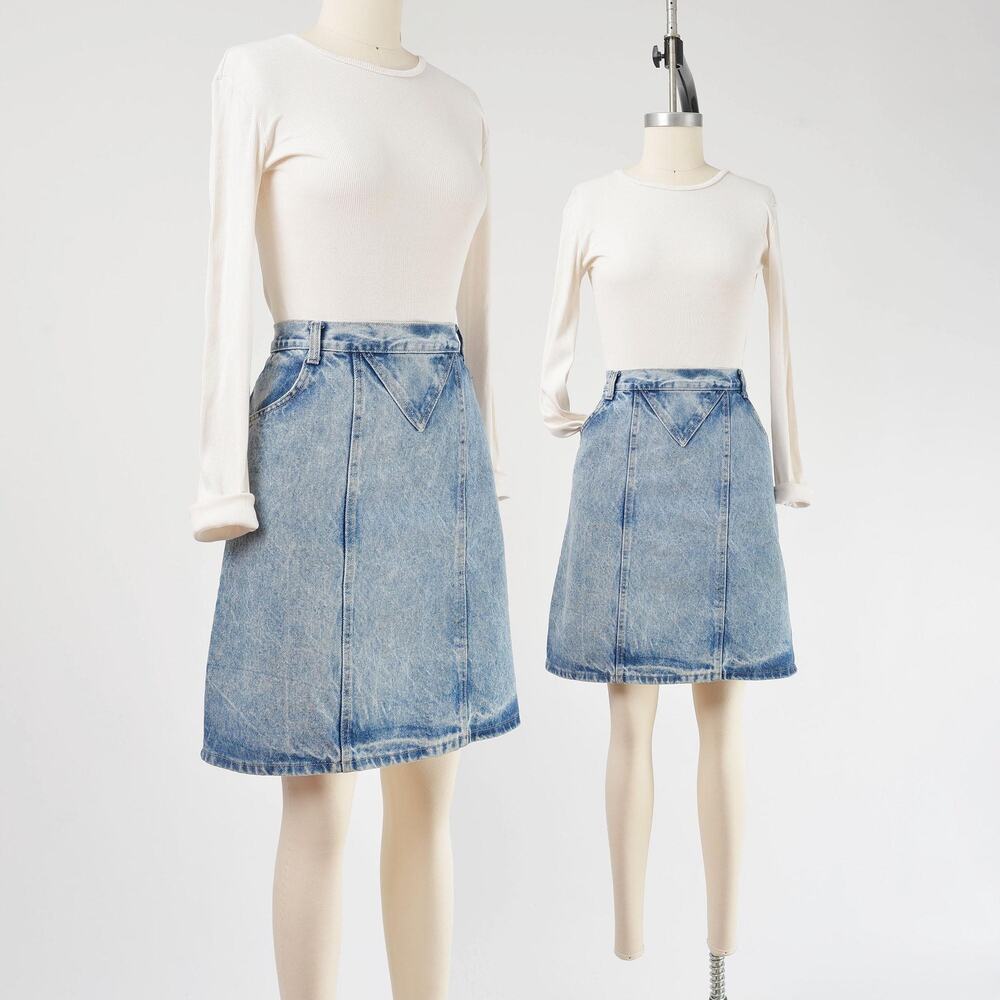 Vintage 80s Acid Wash Denim High Waist Pencil Skirt Fitted Jean Skirt Medium